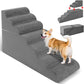 5-Step Dog Stairs for High Bed - 21.3" Adjustable Dog Ramps for Couch, Non-Slip Sturdy Pet Steps for Small Dogs, Washable Cover, Removable Modular Design, Dual 11” & 12.83” Steps for Custom Height