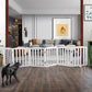 ZJSF Foldable Freestanding Indoor Dog Gate for House Wood White Long Pet Gates Dog Fence for Stairs Puppy Gates for Hallways,Pet Fence, Puppy Gate,Support Feet Included 24 "Height-6 Panels