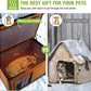GUTINNEEN Large Insulated Dog House for Winter Outdoor Dog Kennel with Anti-Chewing Metal Frame for Medium to Large Dogs, Brown Color