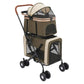 Double Pet Stroller for Dogs and Cats, Foldable Dog Stroller Travel Carriage with Detachable Carriers, Safety Belts, and 4 Lockable Wheels for Small to Medium Pets (Dark Green)