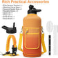 Insulated Water Bottle | Thickened Stainless Steel for Gym and Hiking with Straw, Carrier Bag, Handle Strap | BPA-Free 87 oz