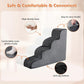 MIHIKK Dog Stairs Ramp, Curved 4-Step Dog Steps for Small Dogs and Cats, Pet Stairs for High Beds and Couch with Anti-Slip Washable Cover and Durable High Density Foam, Dark Grey