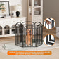 6 Panles Full Matel Freestanding Dog Gates with Door, 144"Extra Wide 36"Tall Free Standing Dog Pet Gate for Indoor & Outdoor. Foldable Pet Fences for Doorways, House, Stairs, Porch, Deck, Yard