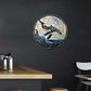 Lygond Metal Sign Tin Sign Circular Stained Glass Whale Sign for Garden for Restaurant 12×12 Inches