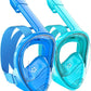 QingSong Kids Snorkel Mask Full Face, Snorkeling Set with Camera Mount, Foldable 180 Degree Panoramic View Snorkeling Gear Anti-Fog Anti-Leak