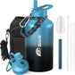Insulated Water Bottle 64 oz, Triple Wall Vacuum Stainless Steel(Cold for 48 Hrs),Leak Proof & BPA-Free,Half Gallon Water Bottle with Reflective Paracord & Flip Straw for Sports & Travel, Indigo-Black
