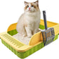 Open Top Cat Litter Box with High Side Anti-Splashing Cat Toilet with Litter Sifting Scoop Semi-Enclosed Kitten Litter Tray Pan Removable Prevent Sand Leakage Deodorizing Easy to Clean(Green)