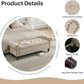58.1'' Storage Bench Upholstered Chenille End of Bedroom Bed Bench Ottoman with Tufted Cushioned Rolled Arm Large Storage Space for Reading Living Room Entryway, Light Brown