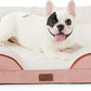 Bedsure Orthopedic Dog Bed Medium Size Dogs - Washable Medium Dog Cat Bed Waterproof, Comfort Pet Couch Sofa with Washable Removable Cover, Pets Bed with Nonskid Bottom, Pink, 28"