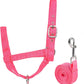 XUANNIAO Easily Adjustable Figure 8 Cow Halter, Double-Ply Premium Livestock Cattle Halters, Colorful Cow Utility Calf Halter with Leading Rope for Miniature Horse Donkey Goat Foal (Medium, Pink)