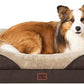 EHEYCIGA Memory Foam Dog Bed for Large Sized, Orthopedic Dog Sofa with Sides and Waterproof Liner, Washable Bolster Pet Couch with Removable Cover, 41x27x7.5 Inch, Brown
