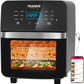 Nuwave Brio 15.5Qt 10-IN-1 Air Fryer Rotisserie Oven, XL Family Size, Even & Crisp AirFry, Reheat, Roast, Dehydrate for Quick Meals, 50°-425°F Control, 100 Presets & 50 Memory, Dishwasher-Safe, 1800W