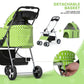 Magshion Foldable Pet Stroller, 3-in-1 Dog Travel Jogger with Detachable Carrier, Cup Holder, Storage Basket, Folding Carrier for Small/Medium Dogs & Cats Up to 33 lbs, Lawn Green Polka Dots