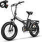 1000W Folding Electric Bike, 48V 20AH Large Removable Battery E Bike, 30+MPH, 80 Miles Max Range, 20" Fat Tire Electric Bike for Adults, Adult Electric Bicycles for Commute Beach Snow