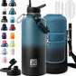Insulated Water Bottle | Thickened Stainless Steel for Gym and Hiking with Straw, Carrier Bag, Handle Strap | BPA-Free 87 oz