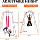 TECSPEC 9.6 FT/115.3 Inch Adjustable Height Aerial Yoga Frame & Hammock, Professional Swing Stand with 18 FT/33FT Aerial Silk, 550lbs Max Capacity