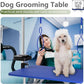 VFK 36''/47''Large Dog Grooming Table, Foldable Pet Station at Home, Dog Grooming Table,Adjustable Cat Drying Desktop with Arms, Nooses, Mesh Tray (Stainless Steel pet Table, 36" Blue)