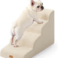 Gardner Pet Dog Stairs for Small Dogs 19.7" H, 4-Step Beige Curved Pet Stairs, Dog Steps for High Bed (18-24 in), Couch with Durable Non-Slip Waterproof Fabric Cover and CertiPUR-US Certified Foam