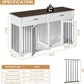 Large Dog Crate with Double Rooms, 72" Heavy Duty Wooden Dog Cage Furniture Dog Crate Kennel with Drawers & Removable Divider,Indoor Luxury Dog House for Large Dogs,White