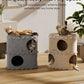 DownyPaws Cat House for Indoor Cats, 2-Storey Foldable Cat Bed Cave, Felt Cats Tunnel Bed Condo, Castle Kitten Cube Hideaway for Multicats, Scratch Resistant, Light Gray