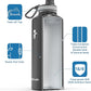 Insulated Water Bottle 87 oz with Straw, Coolflask 2/3 Gallon Stainless Steel Metal 3 Lids Large Water Jug for Sports or Office, Non-BPA Keep Cold Up to 48 Hrs or Hot Up to 24 Hrs, Magic Black