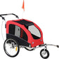 Aosom Dog Bike Trailer 2-in-1 Pet Stroller with Canopy and Storage Pockets