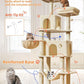 Taoqimiao Large Cat Tree，73-Inch Cat Tree Tower with 9 Scratching Posts for Indoor Cats, 2 Large Cat Condo with Hammock, Hanging Basket, 2 Extended Platform, Beige MS013XLM