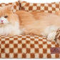 Hollypet Fluffy Plush Dog Cat Pet Couch Soft Calming Sofa Bed for Medium Small Cats and Dogs, Brown and Light Yellow