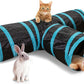 Cat Tunnel, 3 Way Cat Tunnels for Indoor Cats, Foldable Cat Tubes and Tunnels for Cats Kittens, Kitty Bored Peek Hole Toy Ball Cat, Puppy, Kitty, Kitten, Rabbit, Guinea Pigs (Blue & Black)