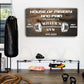 Tailored Canvases Personalized Gym Sign Wall Art Decor - Motivational Canvas for Home Gym, Workout Room, Garage, Fitness Center - Workout Inspirational Posters - House of Misery and Pain, Wooden 48x24in