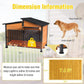 Chew-Resistant Dog House with Metal Frame, Wooden Kennel for Indoor & Outdoor Use, Waterproof Roof & Feeding Bowls Included (Wood, L-in)