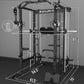 Eonfit E5 Smith Machine with Vertical Leg Press, Power Cage Squat Rack with LAT-Pull Down Cable Crossover Rotating Arms System Home Gym Equipment All in One (E5 RED)