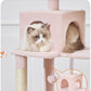 Taoqimiao Cat Tree, 68-Inch Cat Tree Cat Tower for Indoor Cats, Plush Multi-Level Cat Condo with 6 Scratching Posts, 2 Perches, 2 Caves,Hammock, 3 Pompoms,MS020SP Jelly Pink