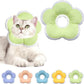 Cat Cone Collar Soft, Waterproof Cats Cones to Stop Licking After Surgery, Adjustable Soft Elizabeth Cats Collars for Wound Healing, Flower Shape Cat Recovery Collar (Green, Medium)