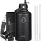 BUZIO Insulated Water Bottles 64oz with Straw Lid, Half Gallon Double Wall Stainless Steel Wide Mouth Water Bottle with Two Lids, Powder Coat Metal Water Jug Thermo Mug Metal Canteen, Keep Hot Cold