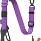 Pawaboo Dog Seatbelt for Car, 3-in-1 Dog Seat Belt Bungee, Shockproof Dogs Tether for Car with Buckle & Hook Latch, Adjustable Reflective Dogs Cars Harness Leash with 360° Lockable Buckle, Purple