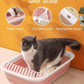 BNOSDM Senior Cat Litter Box Low Entry Kittens Travel Litter Box with Scoop Open Collapsible Shallow Cats Potty Pan Foldable Pet Toilet for Sick Disabled Older Elderly Cats Pink