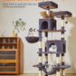 Taoqimiao Cat Tree, 71.7-Inch Cat Tower for Indoor Cats, Plush Multi-Level Cat Condo with 13 Scratching Posts, 2 Perches, 2 Caves, Hammock, 2 Pompoms,Smoky Gray MS013LG