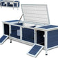 Rabbit Hutch Indoor Leakproof Bunny Cage Fir WoodenOutdoor Bunny House with Wire Floor Leakproof Plastic Tray (Blue)