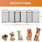 6 Panles Full Matel Freestanding Dog Gates with Door, 144"Extra Wide 36"Tall Free Standing Dog Pet Gate for Indoor & Outdoor. Foldable Pet Fences for Doorways, House, Stairs, Porch, Deck, Yard