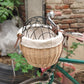 Bike Pet Basket, Wicker Bike Basket for Small Dogs Cats Pet Carrier Front Basket with Wire Mesh Cover and Lid, Wicker Basket for Dogs and Cats, Rattan Storage Basket, 11.81 * 9.84 inch (B)