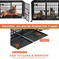 aboxoo 48 inch Stackable Heavy Duty Metal Dog Crate for 4 Dogs/Large Dog,All Metal Open Top Access,Escape Proof Cage,Dog Kennel Indoor with Wheels,Floor Grid, Tray, Divider and Feeding Bowl