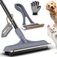 3 in 1 Carpet rake Kit for Pet Hair Removal Tool - Reusable Pet Hair Remover Broom w 58" Adjustable Long Handle, Dog & Cat Carpet Scraper, Pet Hair Remover for Rugs, Mats, Couch, Curtains(Gray)