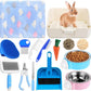 15 Pcs Rabbit Starter Kit Small Rabbit Litter Box Animal Grooming Kit Bunny Toys Bowl Blankets with Cleaning Set for Guinea Pig Accessories(Multicolor)