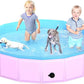 2025 Updated Foldable Dog Pool, 79" x 12" Kiddie Pool with Hard Plastic, Non-Slip Dog Bath Tub for Outdoor Backyard, Collapsible Dog Swimming Pool for Kids Dogs Pets (Pink)