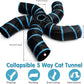 Poen 21 Pcs Cat Tunnel for Indoor Set Collapsible 5 Way Tubes with 20 Pcs Cat Kitten Toys Interactive Feather Toy Mouse Crinkle Balls Tube for Puppy Kitten Rabbit(Blue Black)