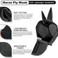 Luminous Horse Fly Mask with Long Nose, Ears, Full Face & Eye Protection - Full Mesh, Detachable Nose Cover, Fleece Padded Edging, Hook-and-Loop Straps with Webbing, Hanging Straps Black