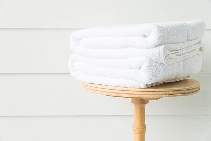 CH White Bath Towels Bulk - 22 x 44 Inches, 100% Cotton Economy Light Weight Towels for Commercial Use - Quick Dry, Ultra-Soft, and Absorbent Bulk Towels (24 Pack)