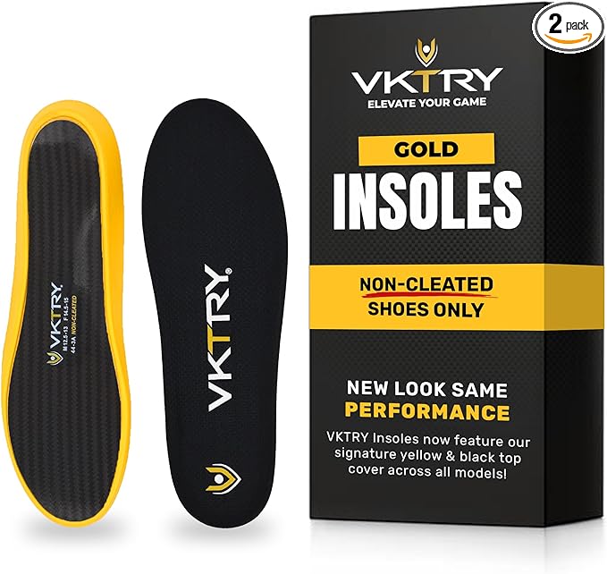 VKTRY Gold for Non-Cleated Shoes - Carbon Fiber Performance Insoles - Customized Athletic Inserts for Sports Basketball Volleyball Running & More | Shock Absorption US M5.5-6, W7.5-8, <120lbs