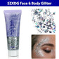 Body Glitter Gel, Face Shimmer Glitters for Women Girls, Long Lasting Sparkly Makeup for Birthday Christmas Festivals, Nails Hair Eyeshadow Paint Accessory (Silver)